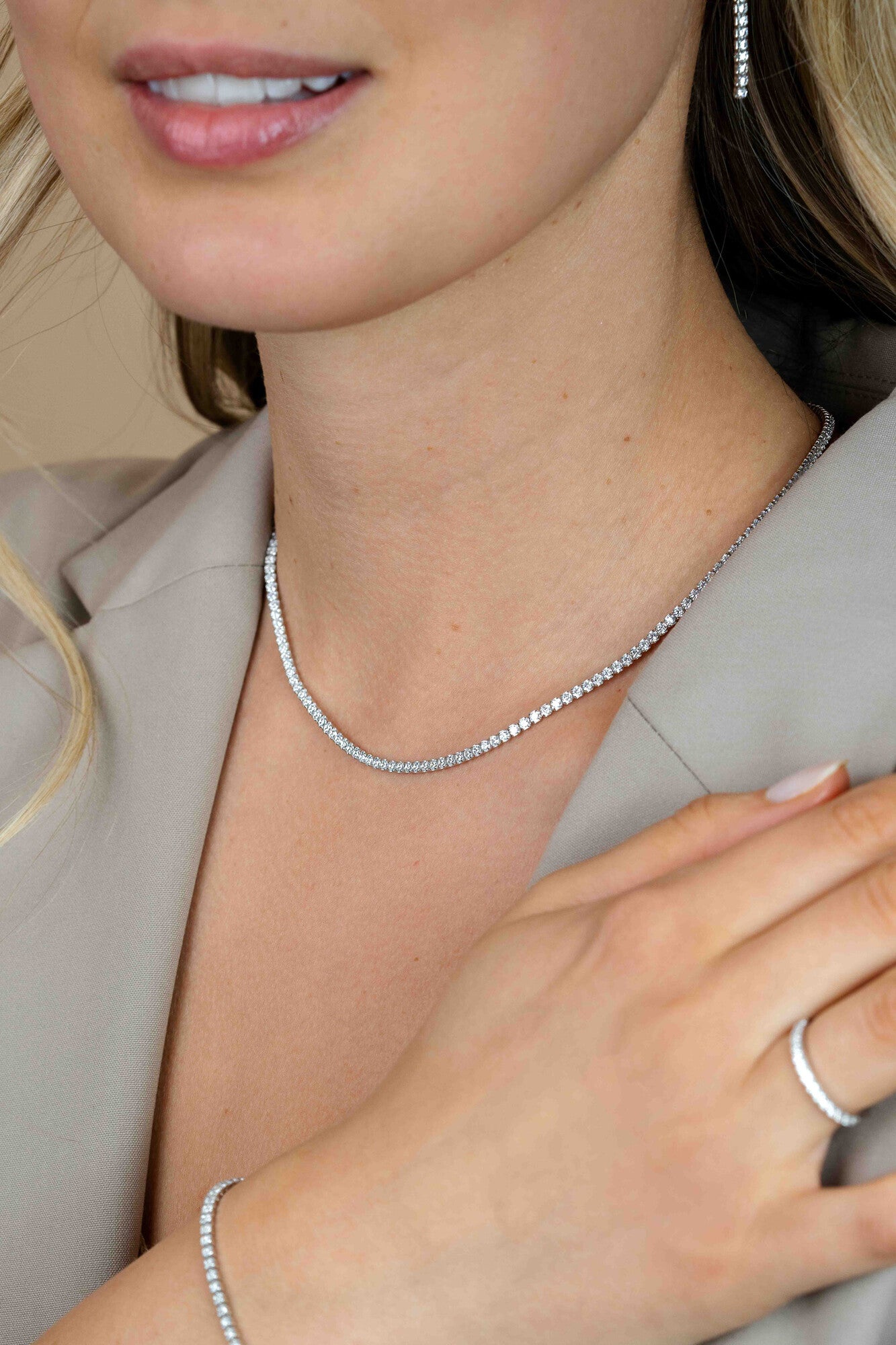 ZINZI Zilveren Tennis Ketting met Witte Zirkonia ZIC2795