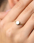 ZINZI Gold 14 krt gouden ring met bolletjes scheen en glanzend rond plaatje van 6,5mm ZGR399 - PansiteNederland.nl