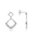 Zilveren gerhodineerde oorhangers zirkonia 25 mm - 1341568