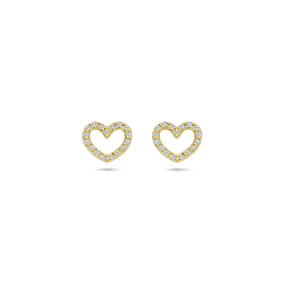 Fantasy Collection Oorbellen hartje lab grown diamant 0.19ct (2x 0.095ct) g vs 6,5 mm 14K geelgoud