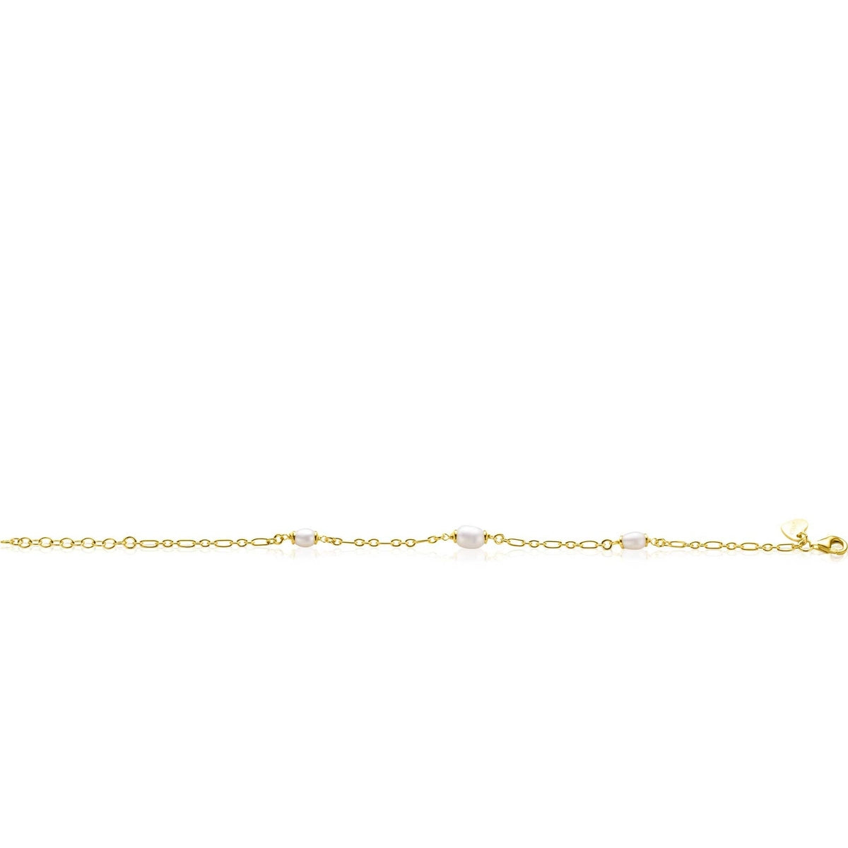 ZINZI gold plated zilveren schakelarmband met drie ovale witte zoetwaterparels 17-20cm ZIA2588 - PansiteNederland.nl