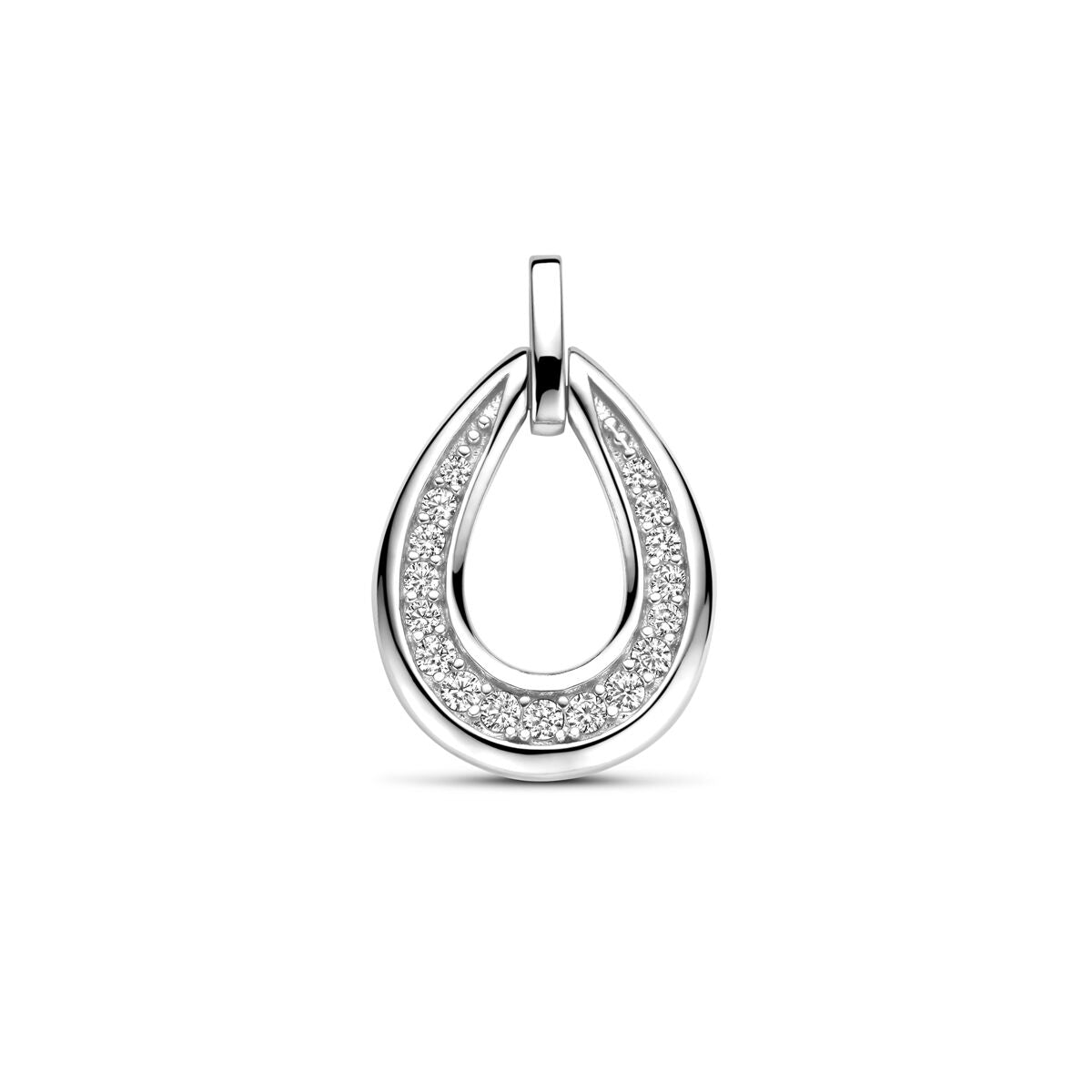 Zilveren gerhodineerde hanger druppel zirkonia 21 mm - 1341320 - PansiteNederland.nl