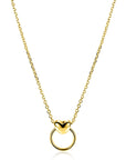 ZINZI Gold Plated Zilveren Ketting met Hart en Ronde Hanger 42-45cm ZIC2759