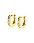 Zinzi Gold 14 krt gouden oorringen bezet met witte zirkonia's met luxe klapsluiting 11mm x 2,1mm vierkante buis ZGO427Z