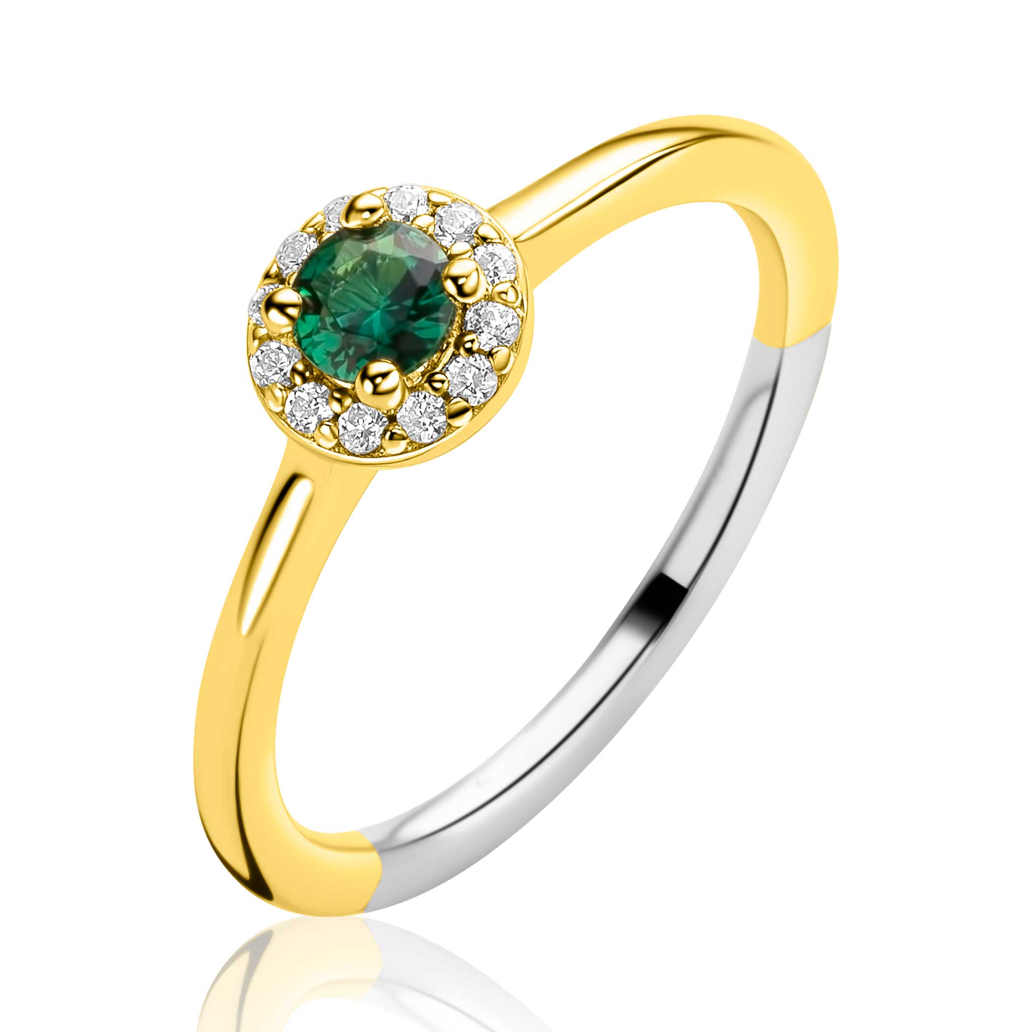 ZINZI Verguld Zilveren Ring met Zirkonia en Kleursteen - ZIR2697G