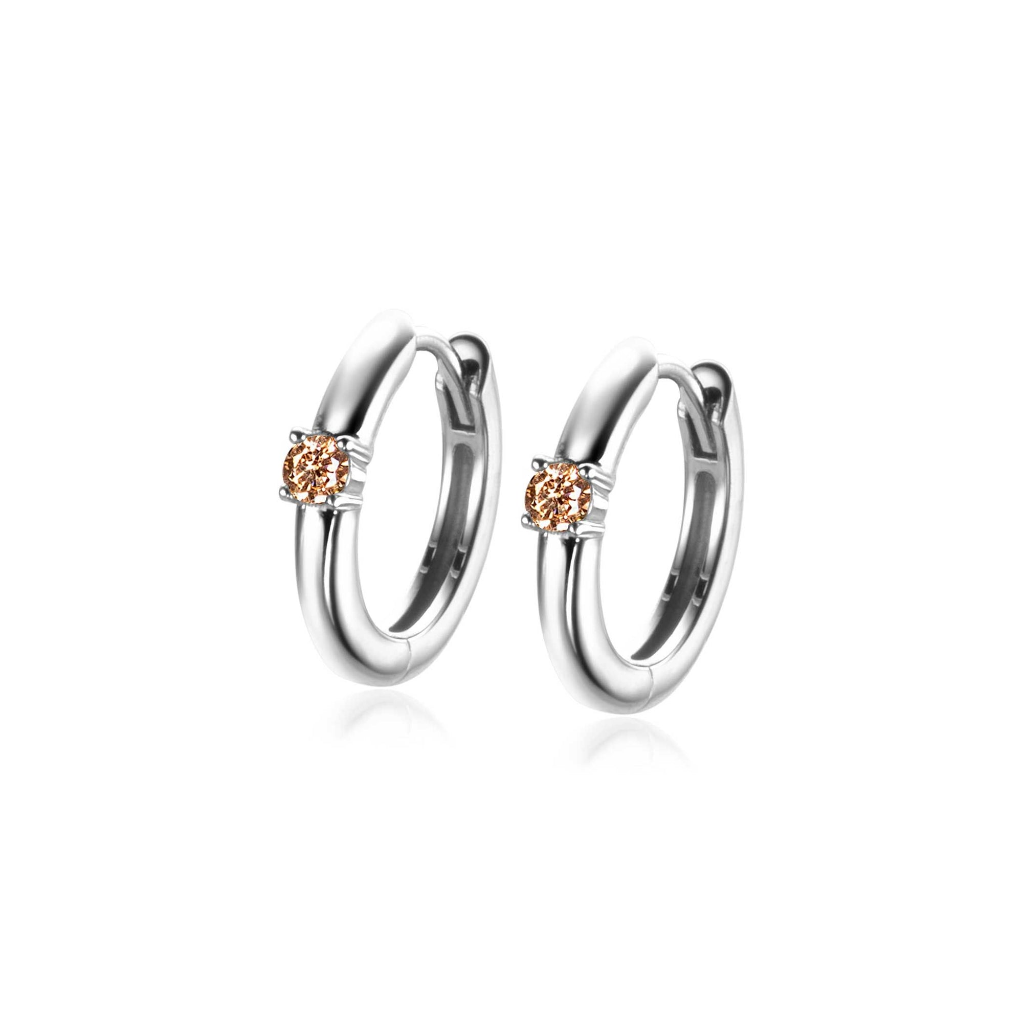 Zinzi oorringen NOVEMBER zilver met geboortesteen geel citrien zirkonia 13mm ZICRZ-NOV - PansiteNederland.nl
