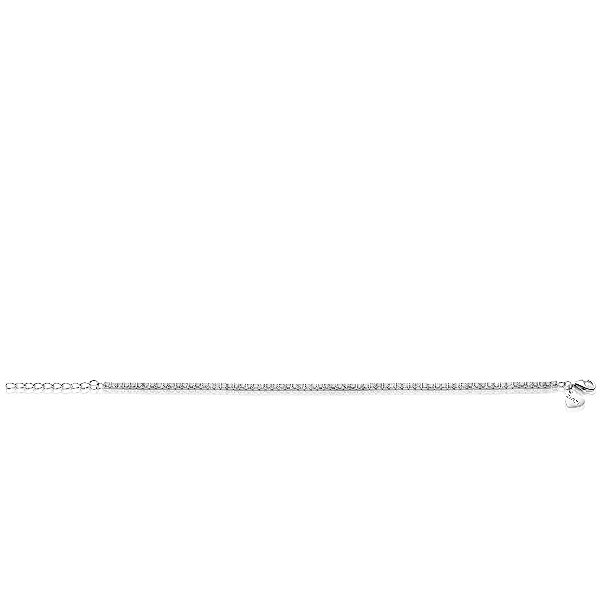 ZINZI zilveren tennis armband 2,3mm breed met rijzetting witte zirconia's - ZIA2795