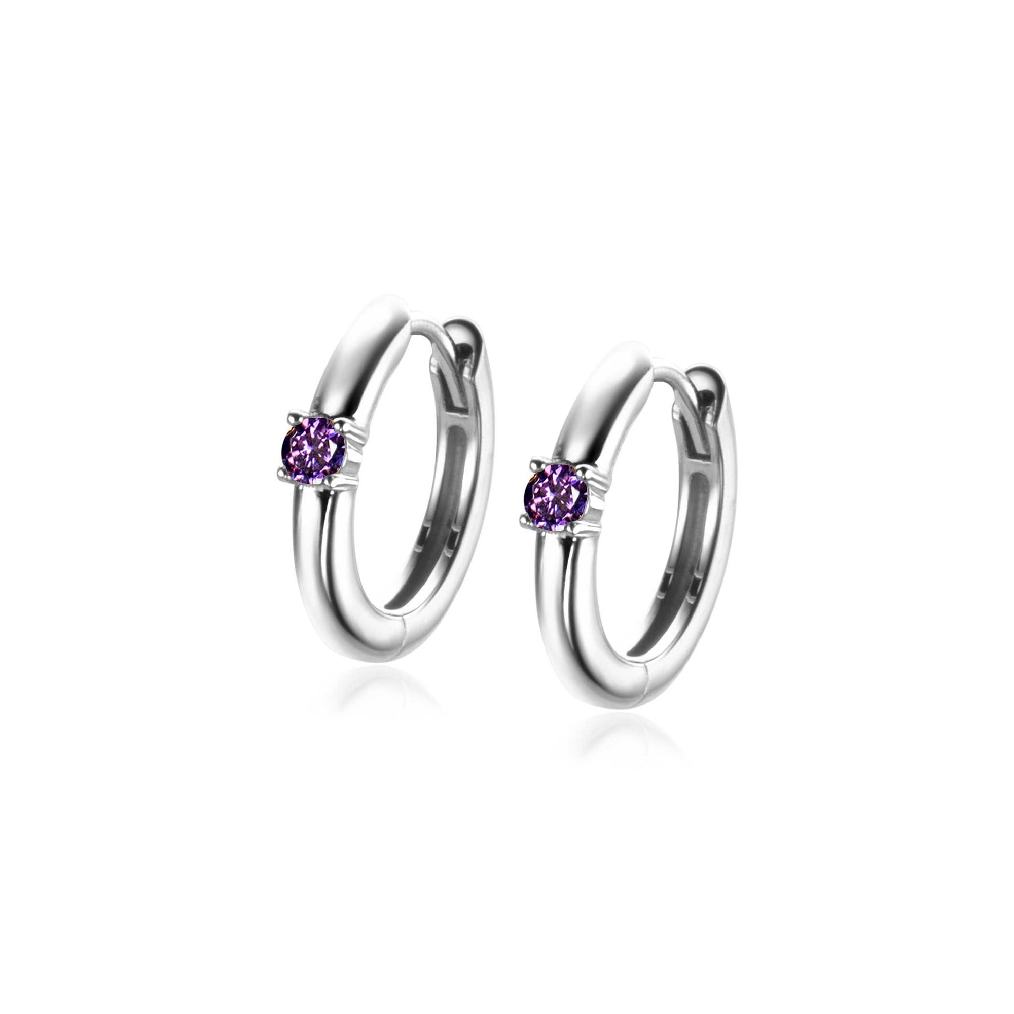Zinzi oorringen FEBRUARI zilver met geboortesteen paars amethist zirkonia 13mm ZICRZ-FEB - PansiteNederland.nl