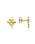 14K geelgouden oorknoppen diamant 0.09ct 2x 0.045ct h si 12 mm - 4034693
