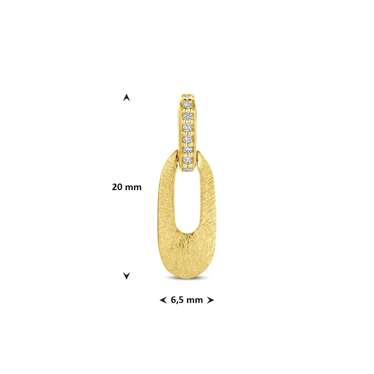 14K geelgouden hanger poli/mat diamant 0.03ct h si 20 mm - 4034612 - PansiteNederland.nl