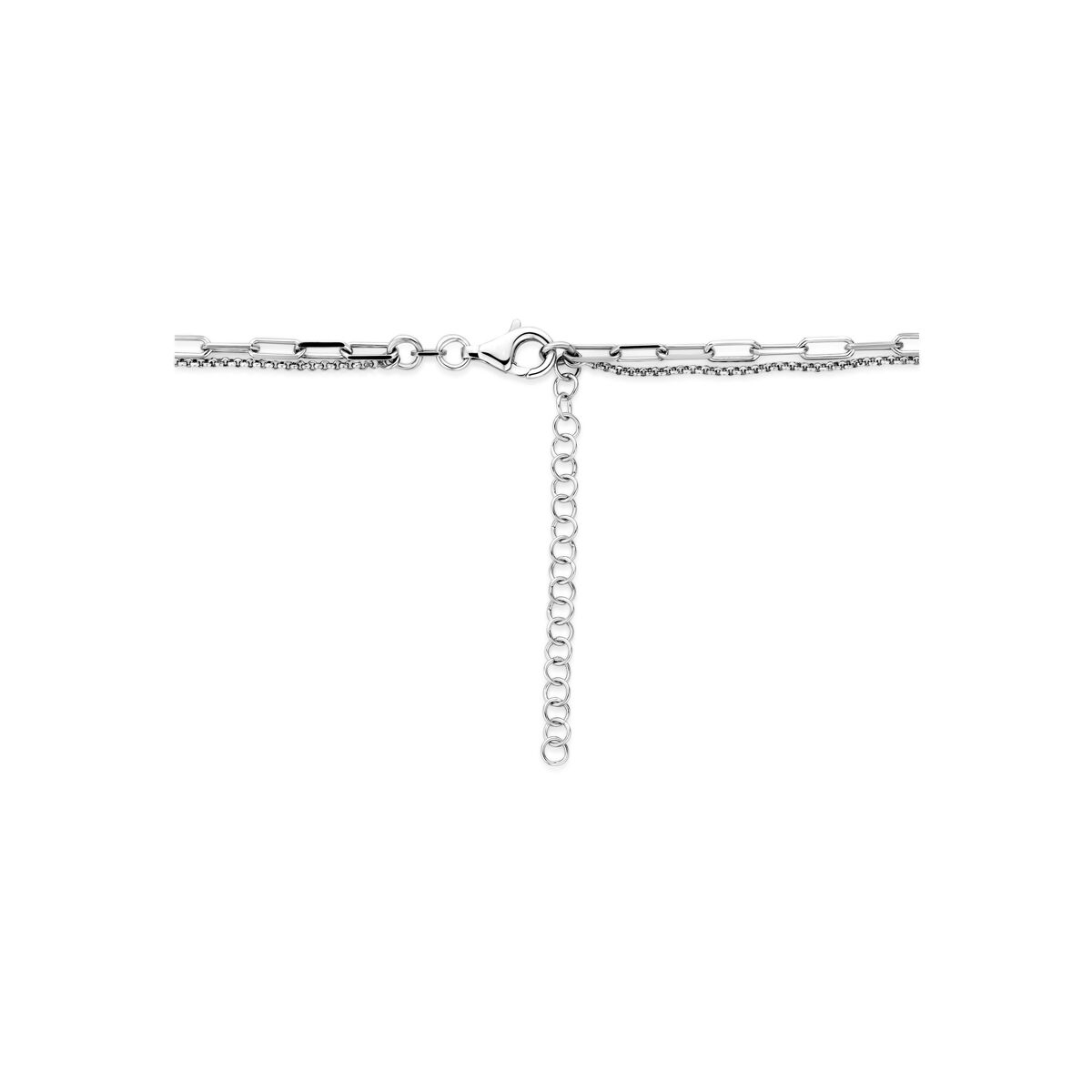 Multi-collier parel 40,5 + 5 cm zilver gerhodineerd