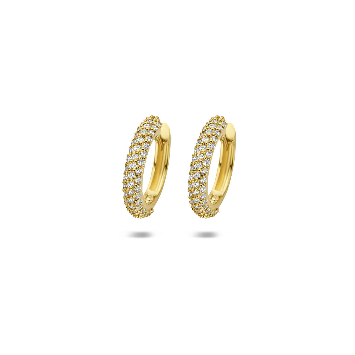 Klapoorringen lab grown diamant 0.57ct (2x 0.285ct) f vs 14K geelgoud 14,5 mm
