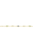 ZINZI gold plated zilveren schakel armband met twee mintgroene klavers en een blauwe klaver 17-20cm ZIA2763