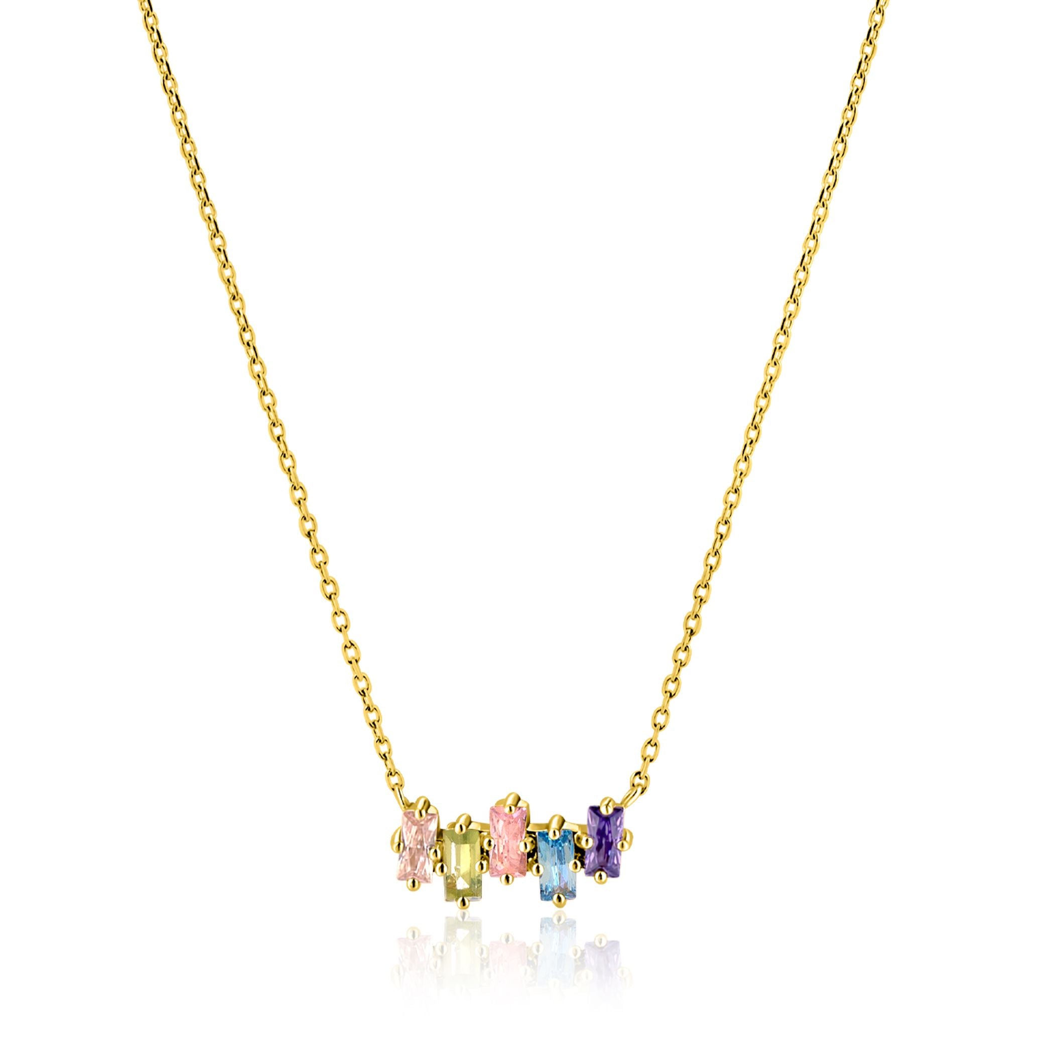 ZINZI Verguld Zilveren Ketting 42-45cm multicolor - ZIC2739