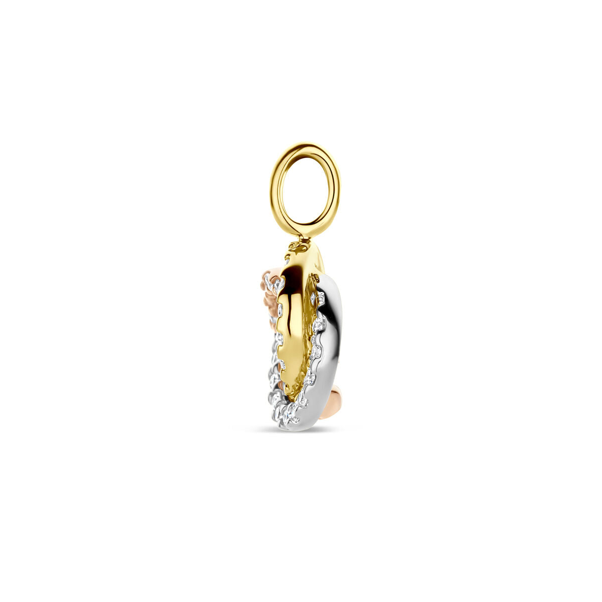 14K tricolor gouden hanger diamant 0.13ct h si 14 mm - 4300615 - PansiteNederland.nl