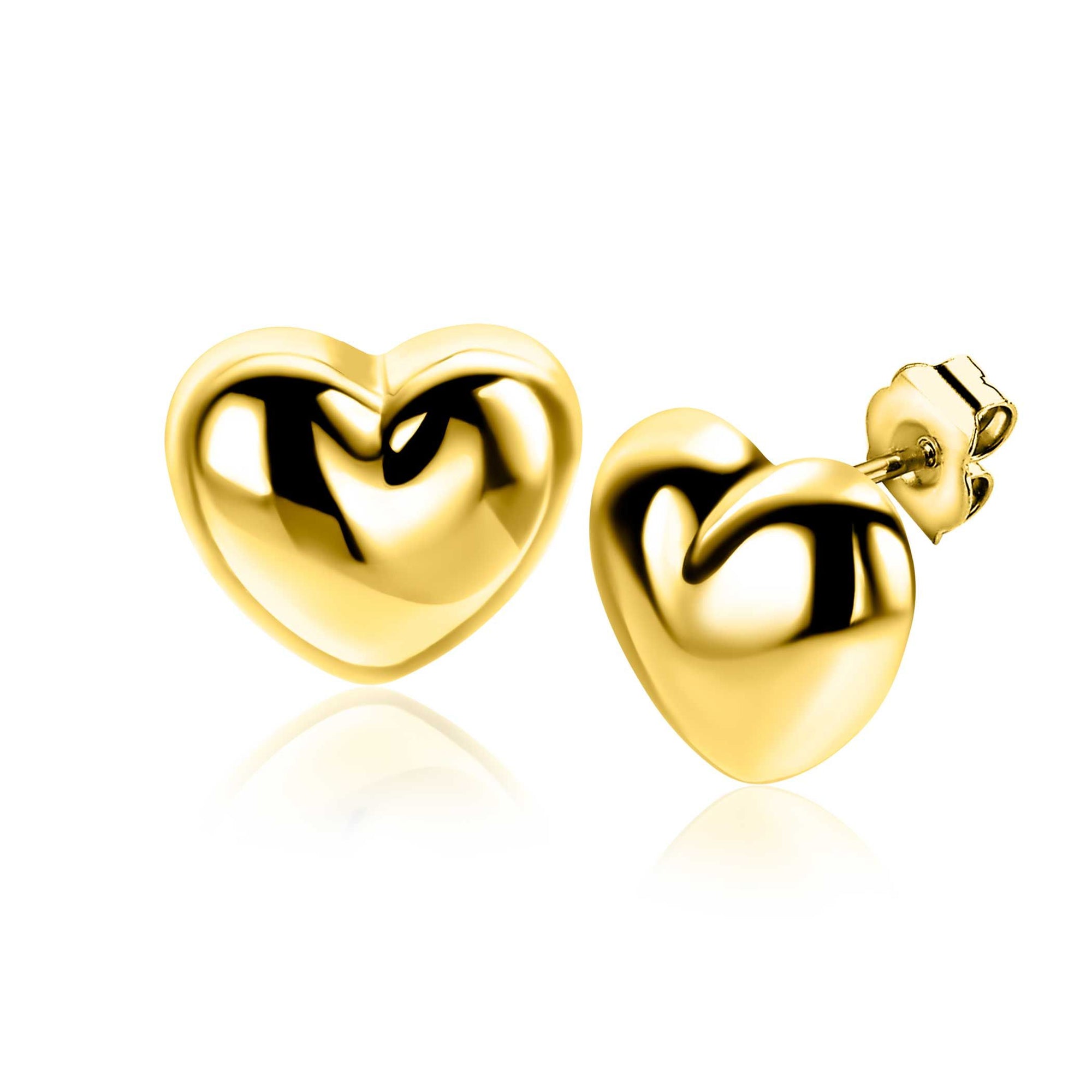 Zinzi 13mm gold plated zilveren oorstekers in bolle hart vorm ZIO2672G - PansiteNederland.nl