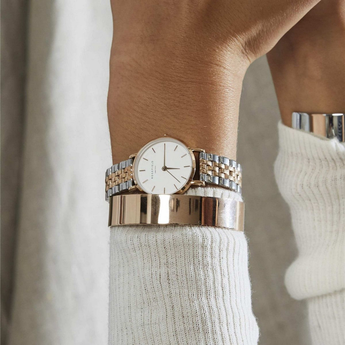 Rosefield horloge 26SRGD-271 The Small Edit White Steel Silver Rosegold Duo  - PansiteNederland.nl