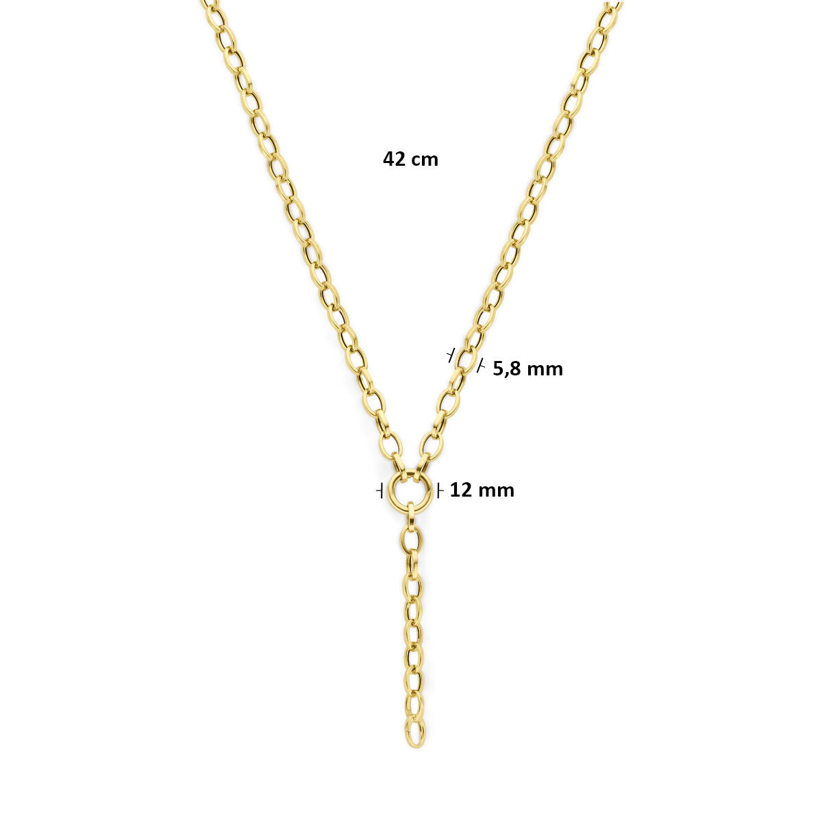Y-collier 5,8 mm 14K geelgoud 42 cm