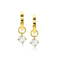 Zinzi Gold 14 krt gouden oorbedels bezet met witte zirkonia 6mm in chatonzetting ZGCH423 (zonder oorringen)