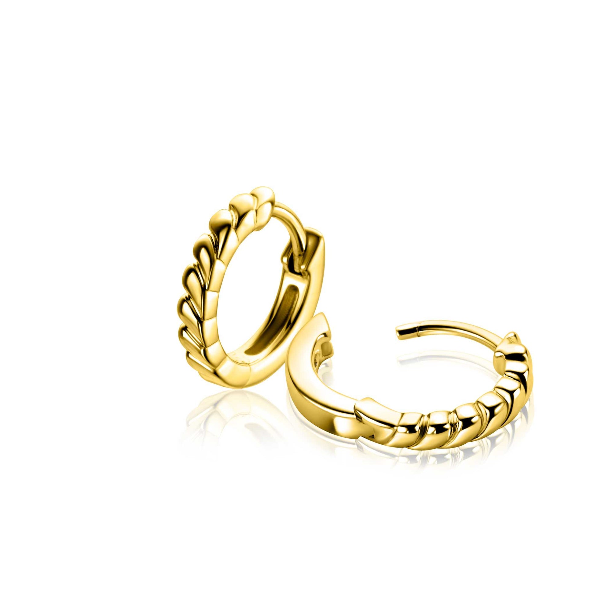 Zinzi 14mm gold plated zilveren oorringen met kleine druppels en luxe klapsluiting ZIO2688G - PansiteNederland.nl