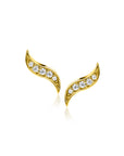 Zinzi Gold 14 krt gouden fantasie oorknoppen in bladvorm met 5 witte zirkonia's ZGO516