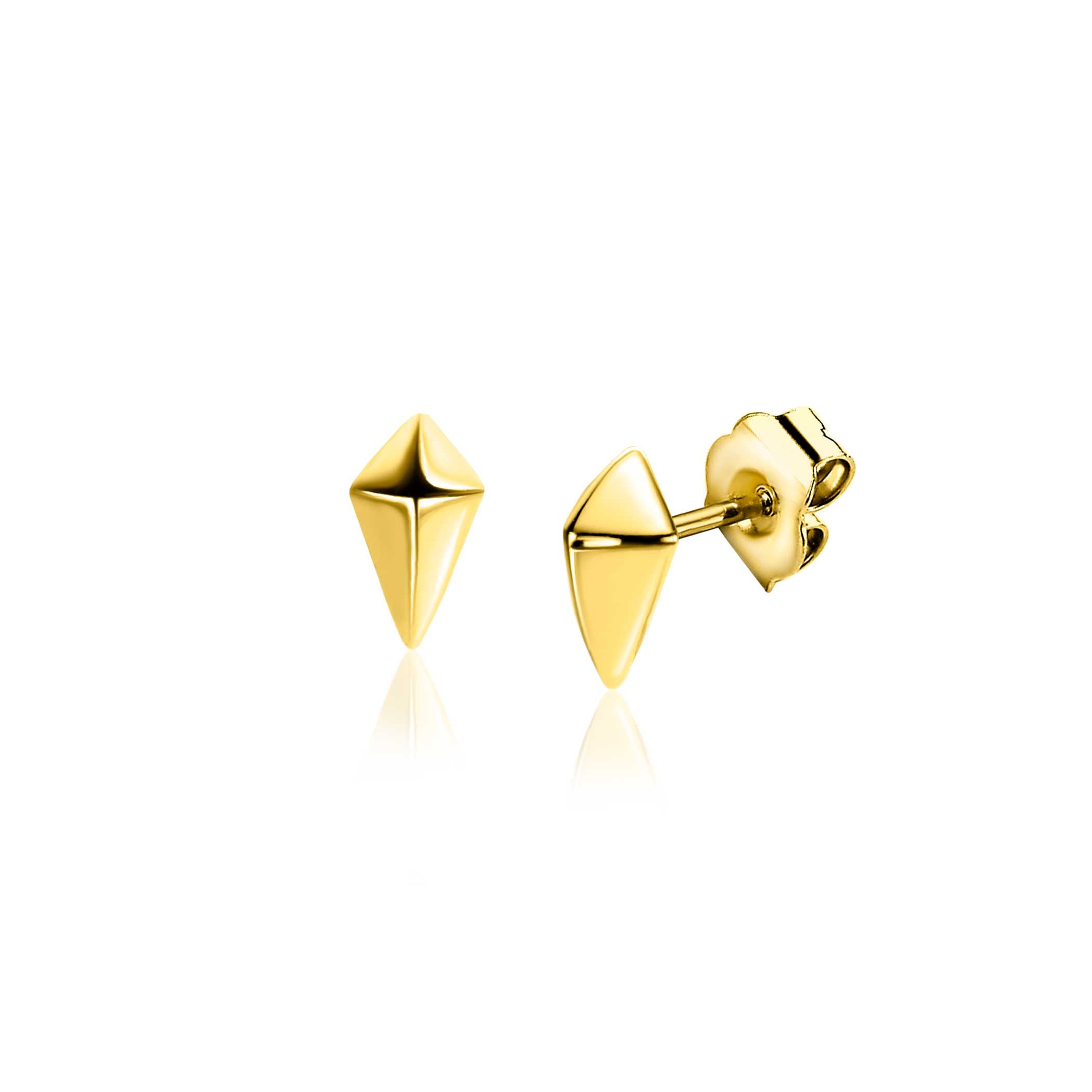 7mm ZINZI gold plated zilveren oorknoppen in vliegervorm oorbellen - ZIO2503G