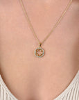 ZINZI gold plated zilveren anker ketting met luxe klaver hanger 15mm rondom bezet met witte zirconia's 45-48cm ZIC2617Y