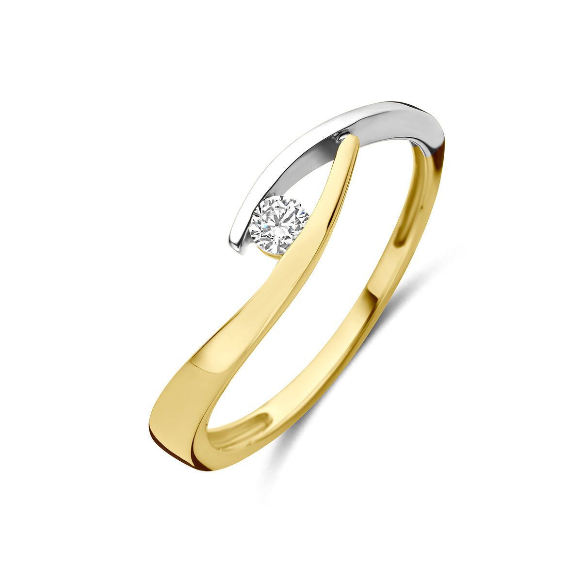 Ring zirkonia 9K bicolor goud