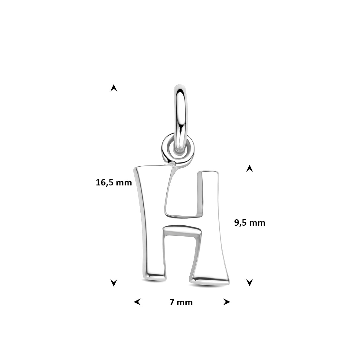 Hanger letter H 12 mm zilver #Letter_H