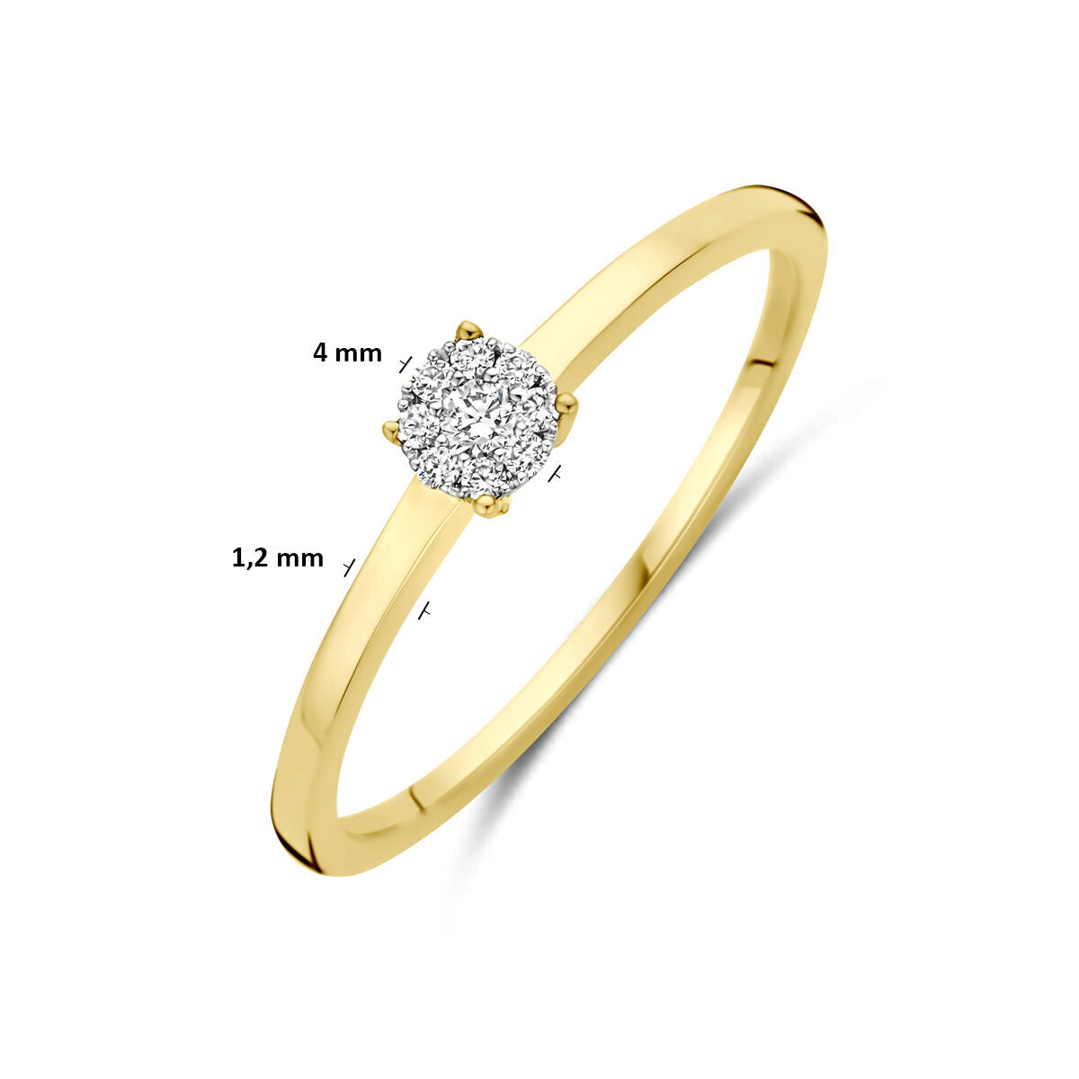 Ring diamant 0.06ct h si 14K bicolor goud geel/wit
