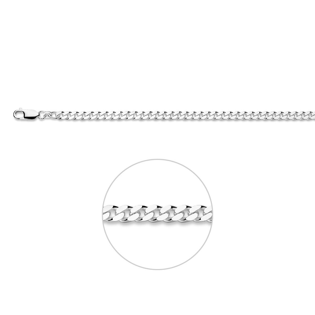 Fantasy Collection Gourmette 4 zijdes geslepen 4,2 mm zilver wit