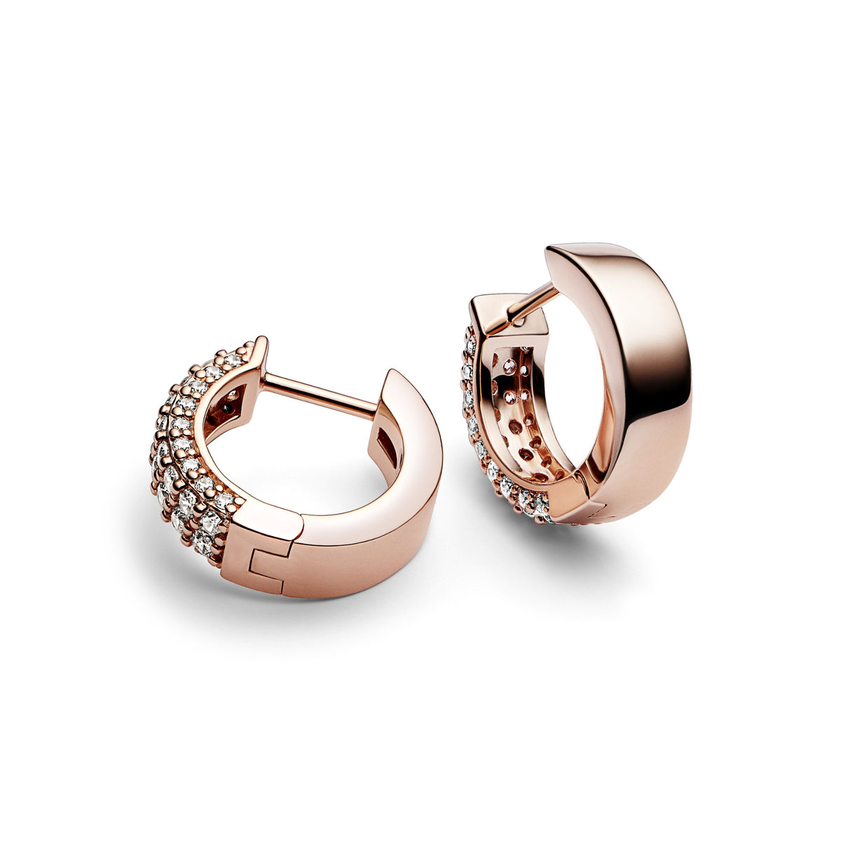 Pandora Timeless dubbele rij pavé oorbellen roségoudverguld 282622C01