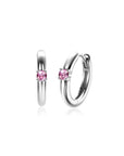 Zinzi oorringen OKTOBER zilver met geboortesteen roze rozenkwarts zirkonia 13mm ZICRZ-OKT - PansiteNederland.nl