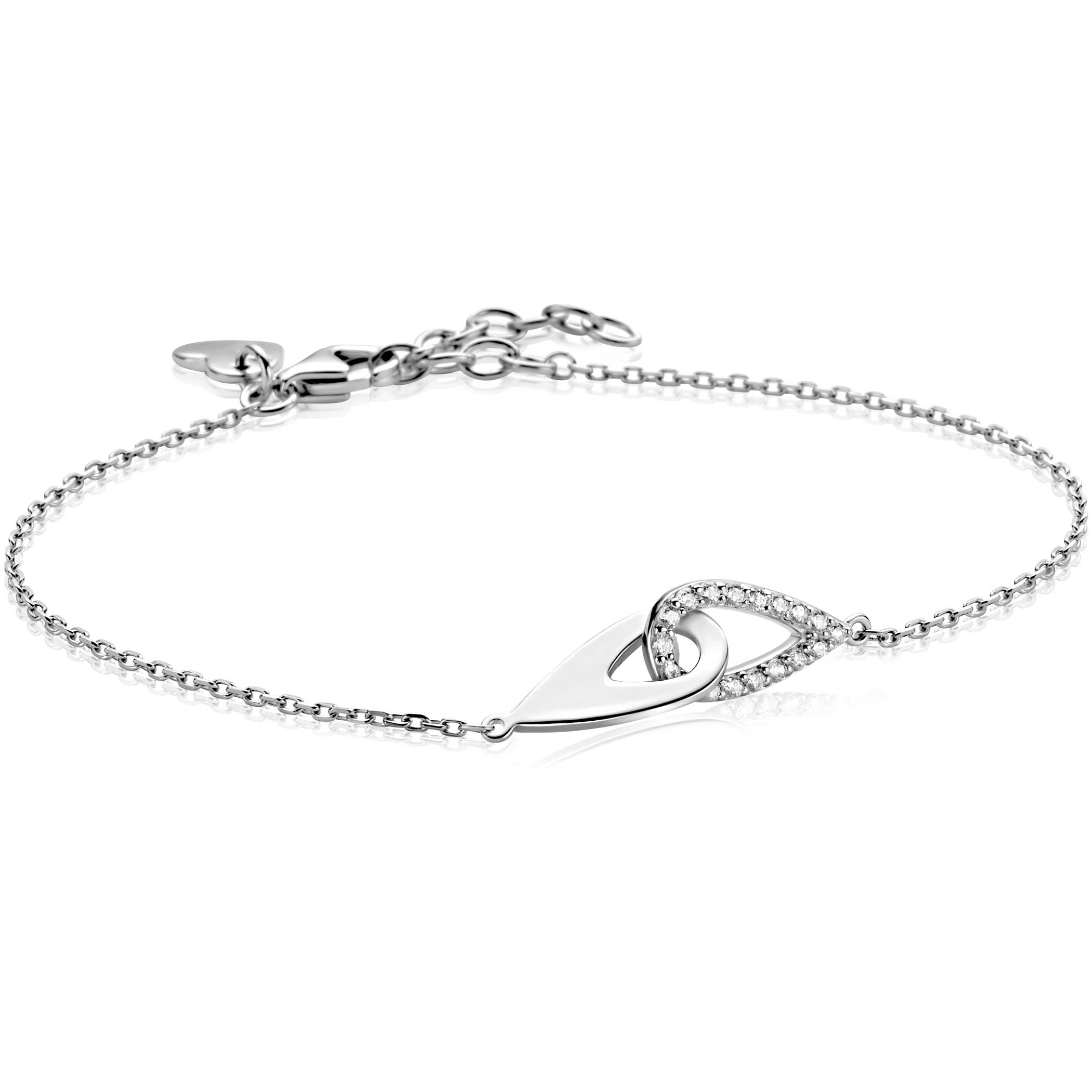 ZINZI zilveren schakelarmband met twee in elkaar gevlochten druppelvormen - ZIA2768