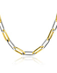 ZINZI bicolor ovale schakelketting met afwisselend gold plated en zilveren schakels 45cm ZIC2668