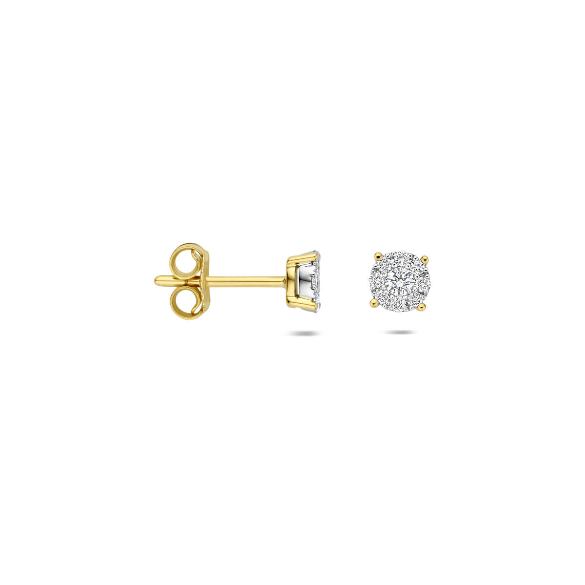 Fantasy Collection Oorbellen diamant 0.25ct (2x 0.125ct) h si 5 mm 14K bicolor goud