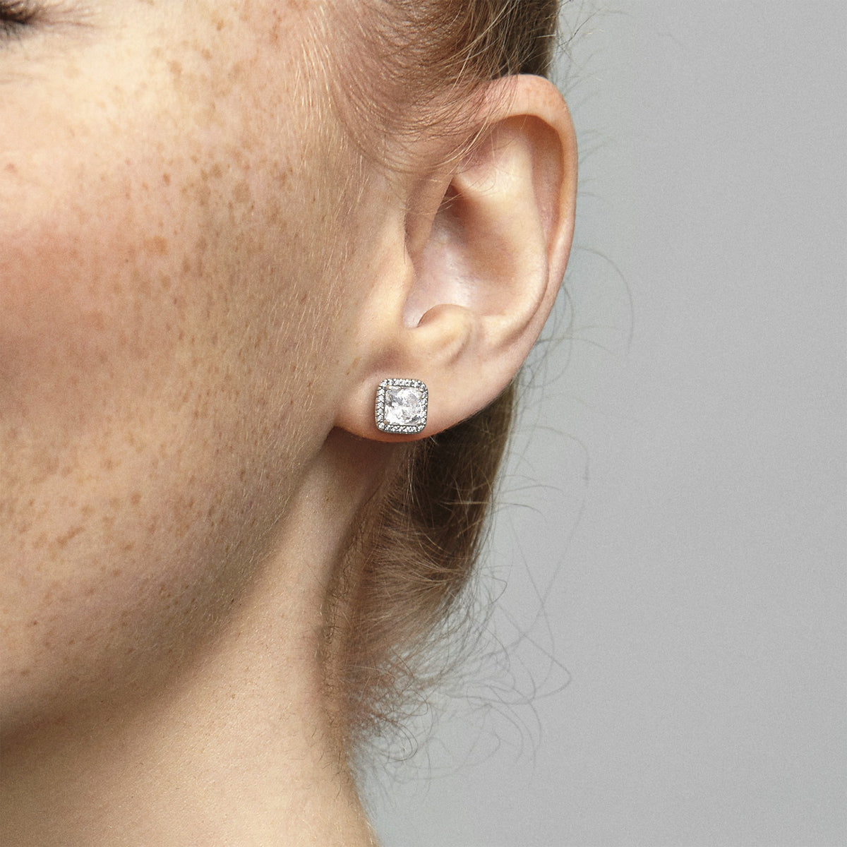 Pandora Vierkante Sprankelende Stralenkrans Oorbellen zilver 290591CZ