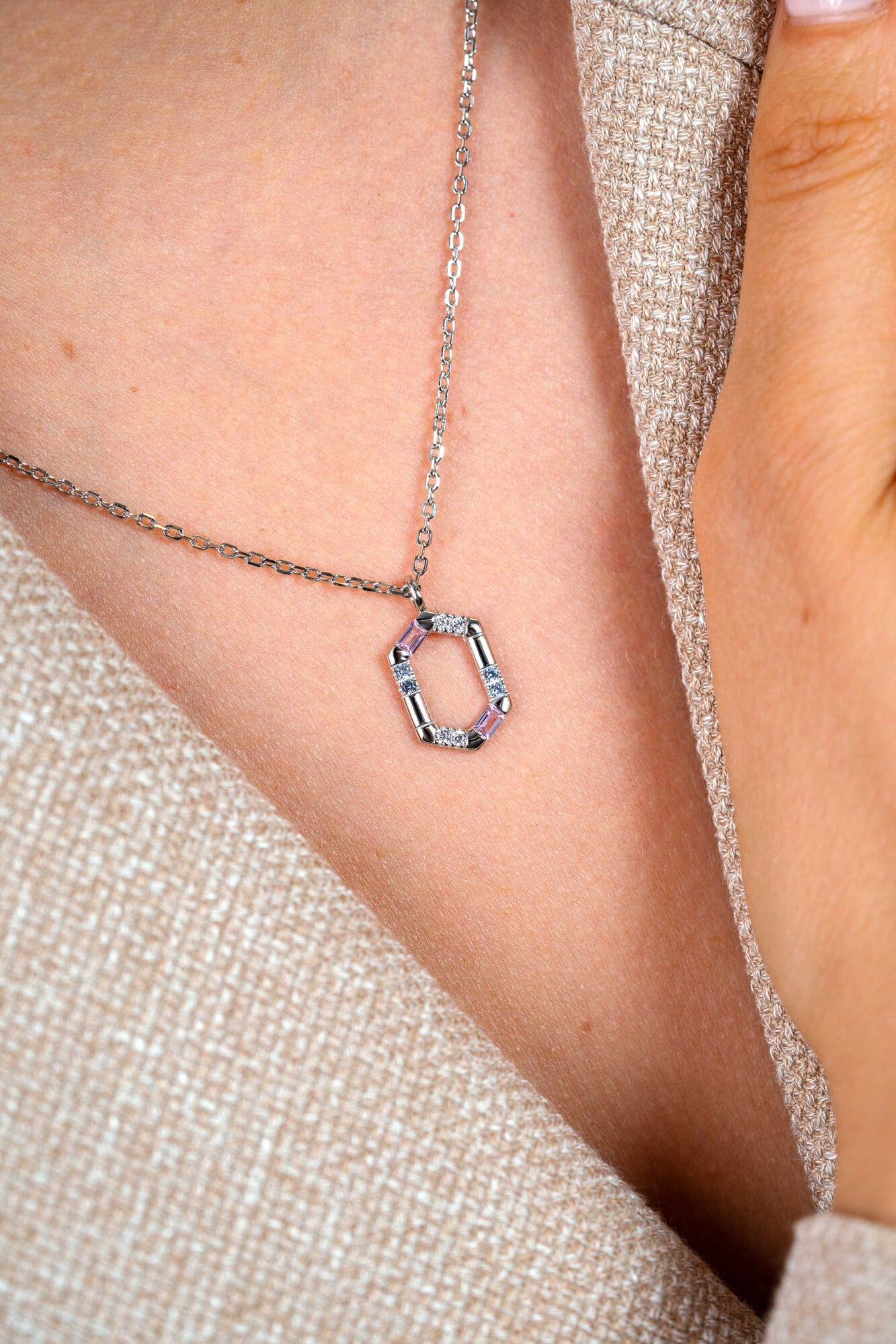 ZINZI Zilveren Ketting met Roze Kleursteen ZIC2868