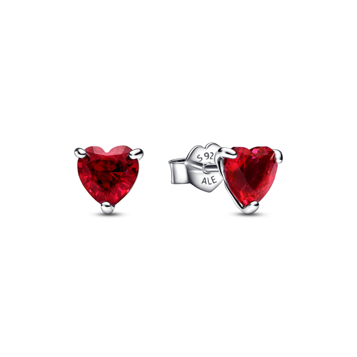 Pandora Oorbellen Rood Hart zilver