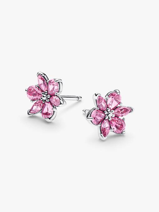 Pandora Sprankelende Roze Herbarium Bloem Oorbellen zilver - 292633C02