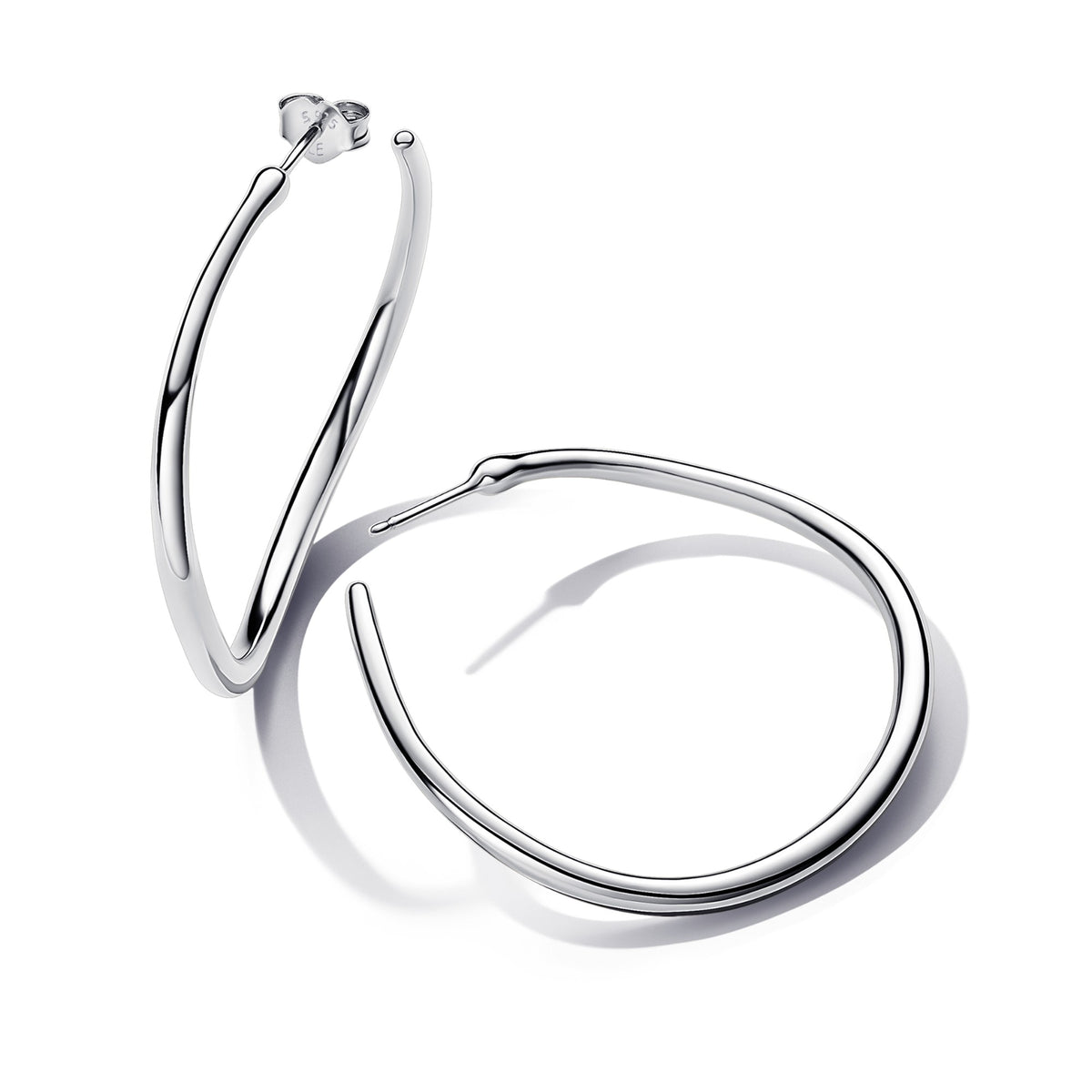 Pandora Organisch Gevormde 42 mm Open Oorbellen zilver