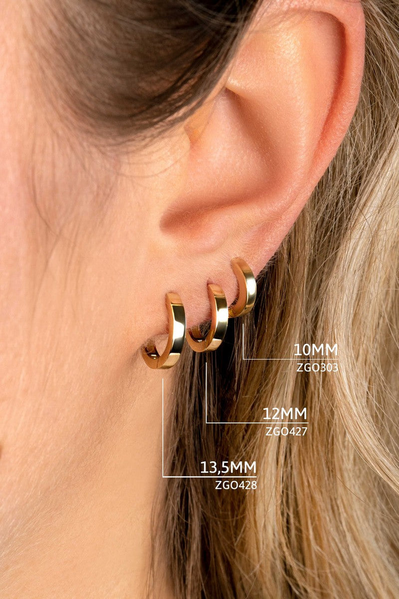 Zinzi Gold 14 karaat gouden oorringen vierkante buis luxe sluiting 10 x 2,3mm ZGO303 - PansiteNederland.nl
