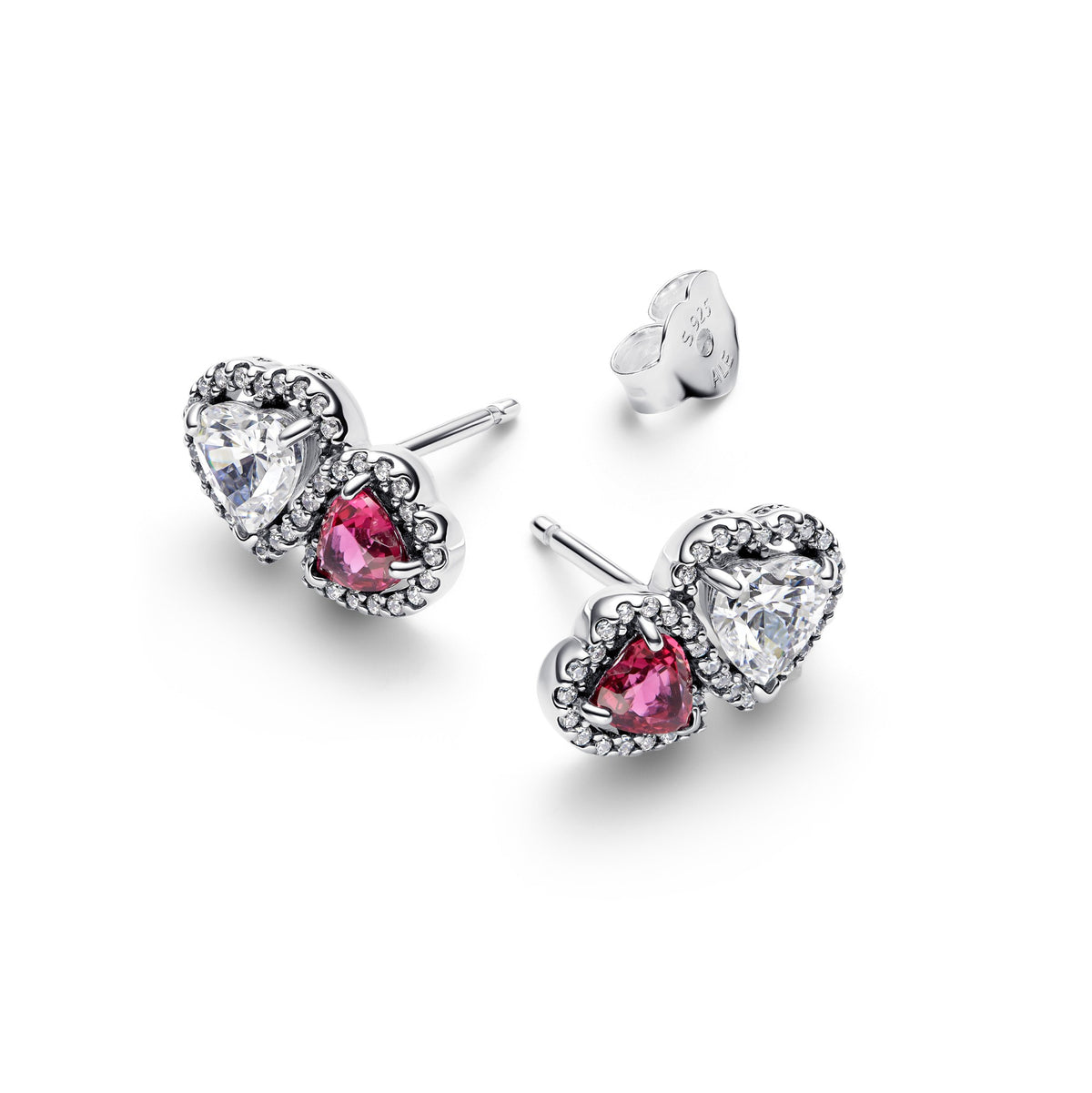 Pandora Halo Harten Oorbellen zilver 293633C01