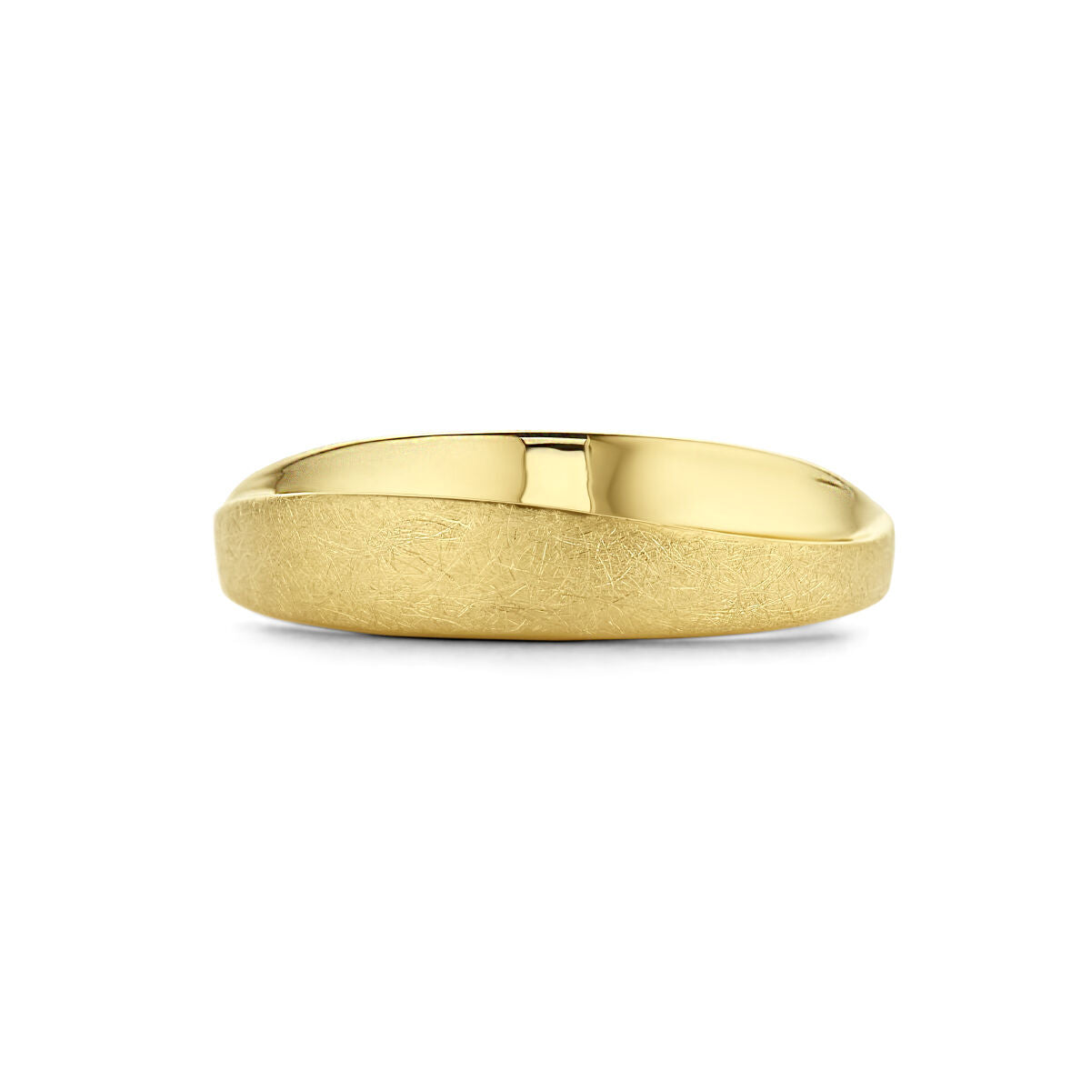 Ring poli/mat 14K geelgoud