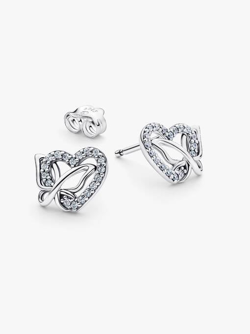 Pandora Verstrengeld Hart & Vlinder Oorbellen zilver - 294476C01