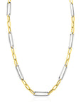 ZINZI Zilveren Bicolor Schakelketting met Ovale Schakels 7mm 45cm ZIC2752