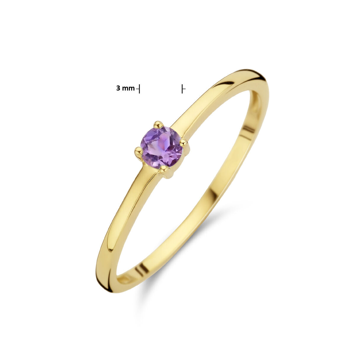 Ring met geboortesteen lichtpaars amethist juni 14K geelgoud