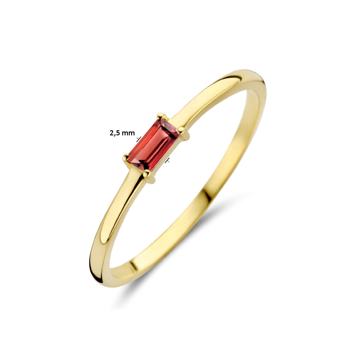 Ring met geboortesteen granaat januari 14K geelgoud