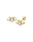Zinzi Gold 14 krt gouden fantasie oorknoppen met drie baguette geslepen witte zirkonia's en twee ronde zirkonia's ZGO520