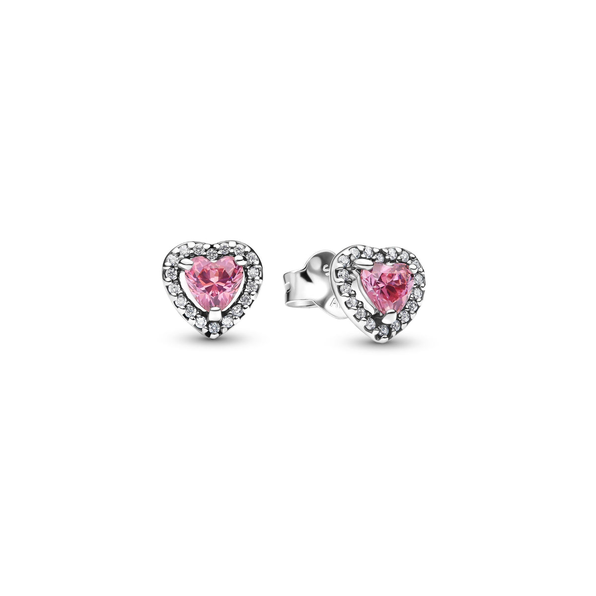 Pandora Verhoogd Roze Hart Oorbellen zilver
